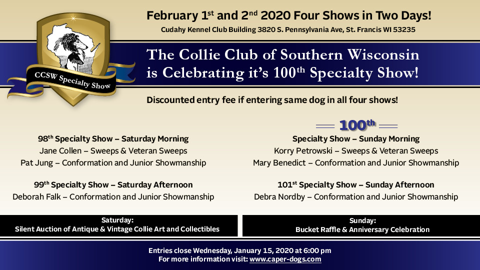 Collie Club Of Southern Wisconsin -- 2020 Specialty Shows
