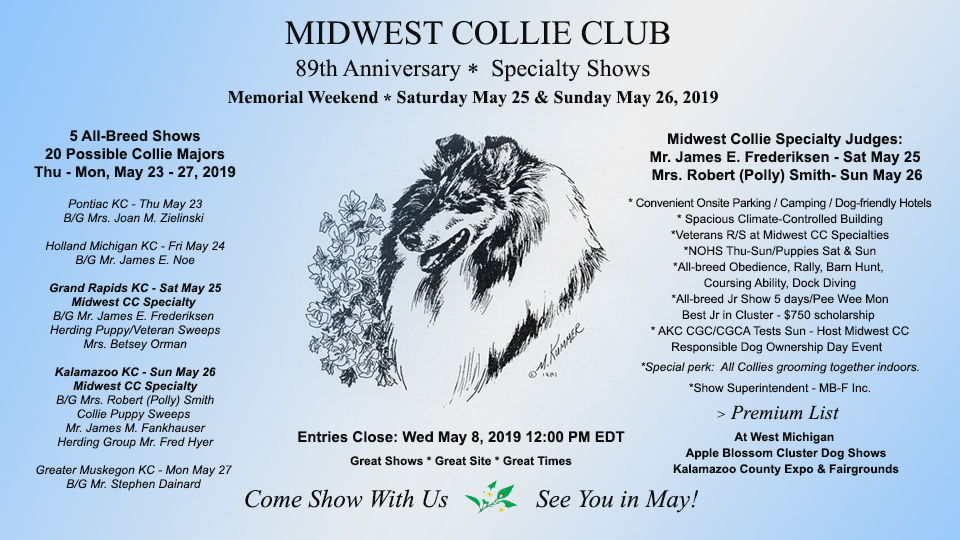 Midwest Collie Club -- 2019 Specialty Shows