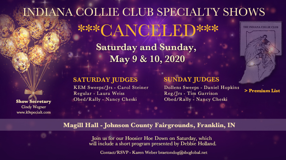 Indiana Collie Club -- 2020 Specialty Shows