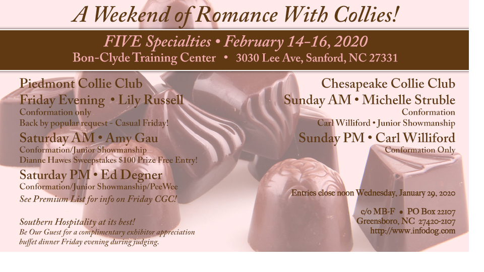 Piedmont Collie Club / Chesapeake Collie Club -- 2020 Specialty Shows