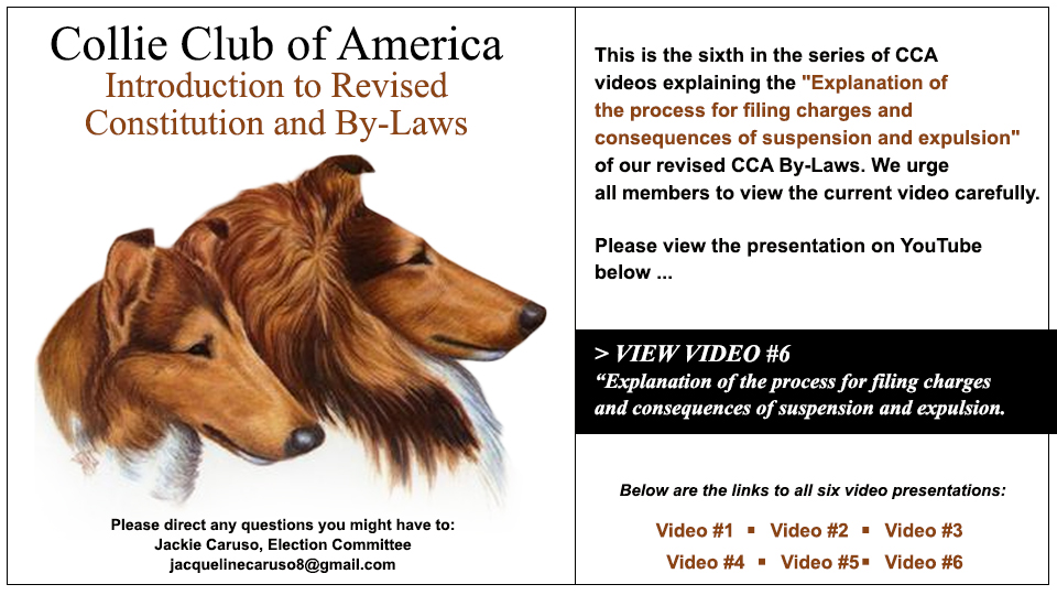 Collie Club of America -- Explanation of the process for filing charges and consequences of suspension and expulsion