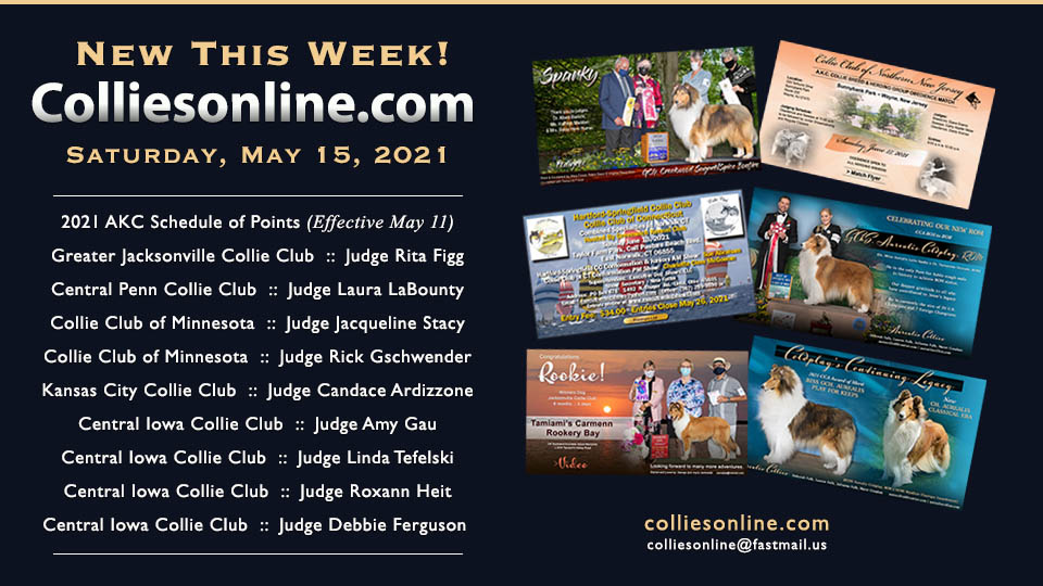 Colliesonline.com -- New This Week for May 15, 2021