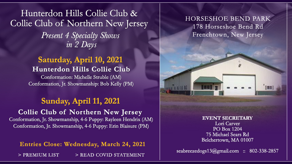 Hunterdon Hills Collie Club / Collie Club of Northern New Jersey -- 2021 Specialty Shows