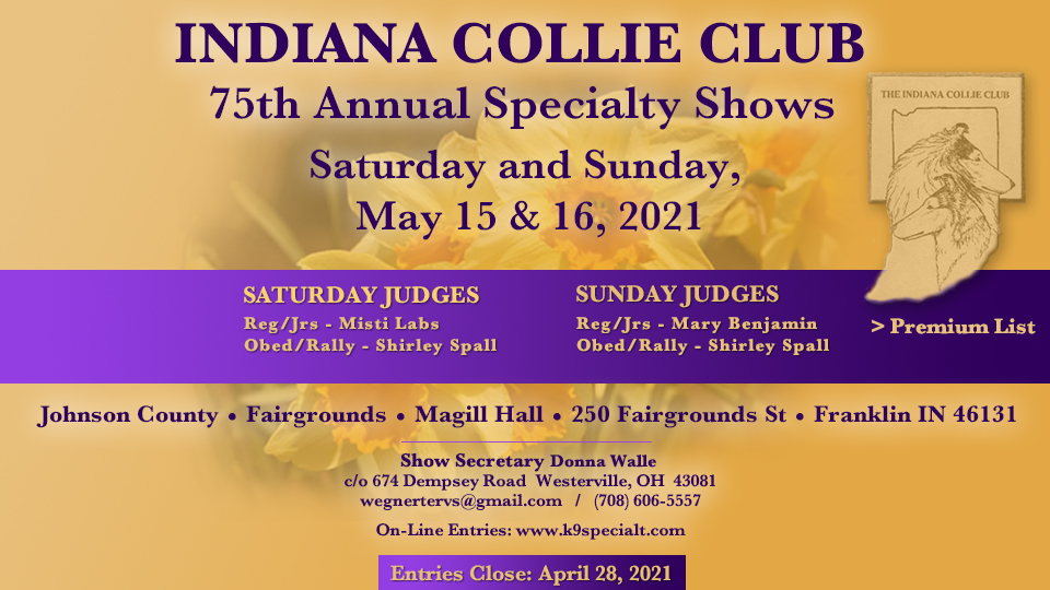 Indiana Collie Club -- 2021 Specialty Shows