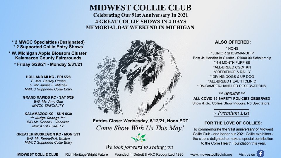 Midwest Collie Club -- 2021 Specialty Shows