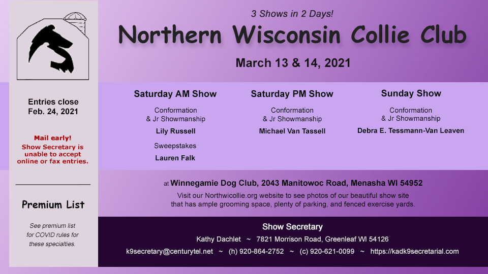 Northern Wisconsin Collie Club -- 2021 Specialty Shows