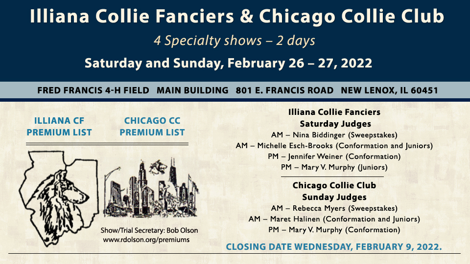 Illiana Collie Fanciers / Chicago Collie Club -- 2022 Specialty Shows