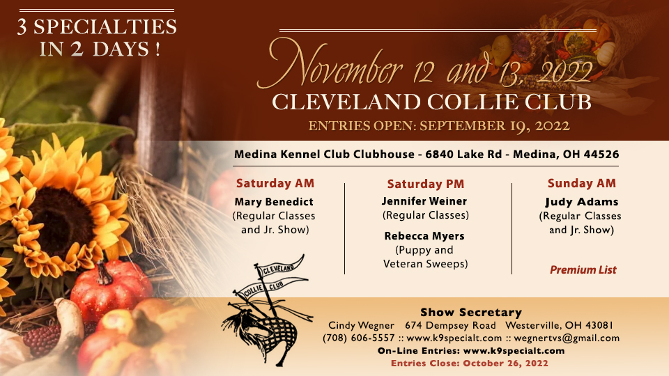 Cleveland Collie Club -- 2022 November Specialty Shows