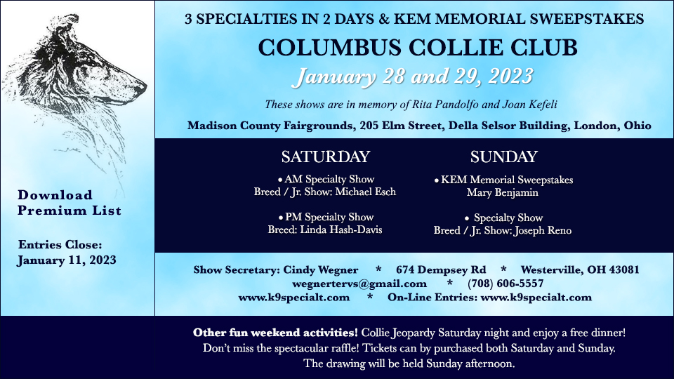 Columbus Collie Club -- 2023 Specialty Shows and Kem Memorial Sweepstakes