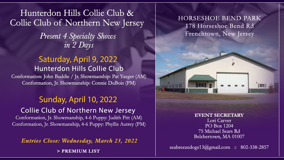 Hunterdon Hills Collie Club / Collie Club of Northern New Jersey -- 2022 Specialty Shows