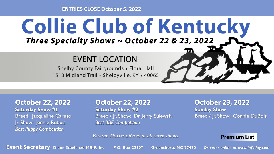 Collie Club of Kentucky -- 2022 Specialty Shows