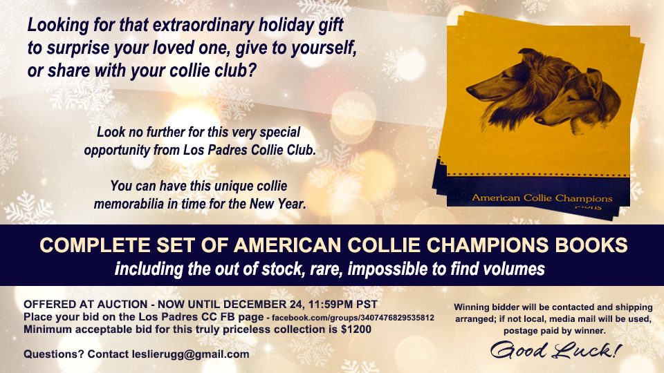 Los Padres Collie Club -- 2022 Auction: Complete Set of American Collie Champion Books 