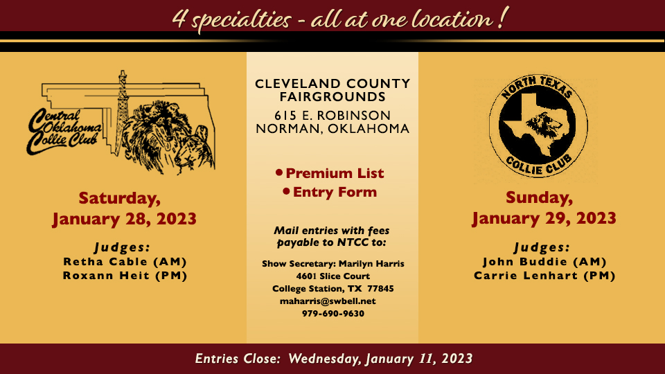 Central Oklahoma Collie Club / North Texas Collie Club -- 2023 Specialty Shows