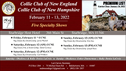 Collie Club of New England / Collie Club of New Hampshire -- 2022 Specialty Shows and Obedience and Rally Trials