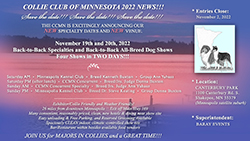 Collie Club of Minnesota - 2022 Specialty Shows