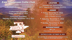 East Tennessee Collie Club -- 2022 Specialty Shows