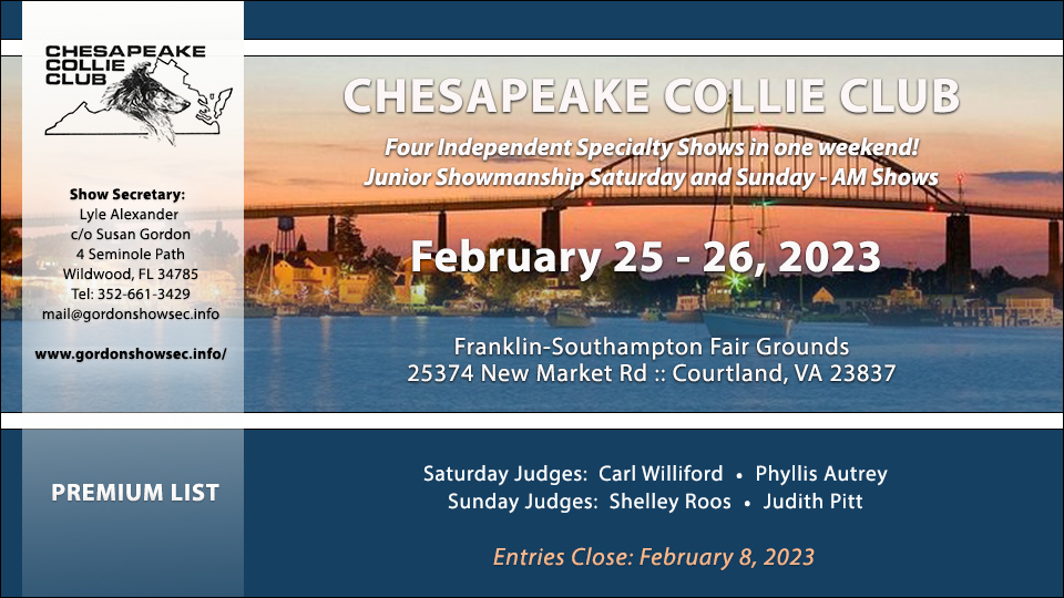 Chesapeake Collie Club -- 2023 Specialty Shows
