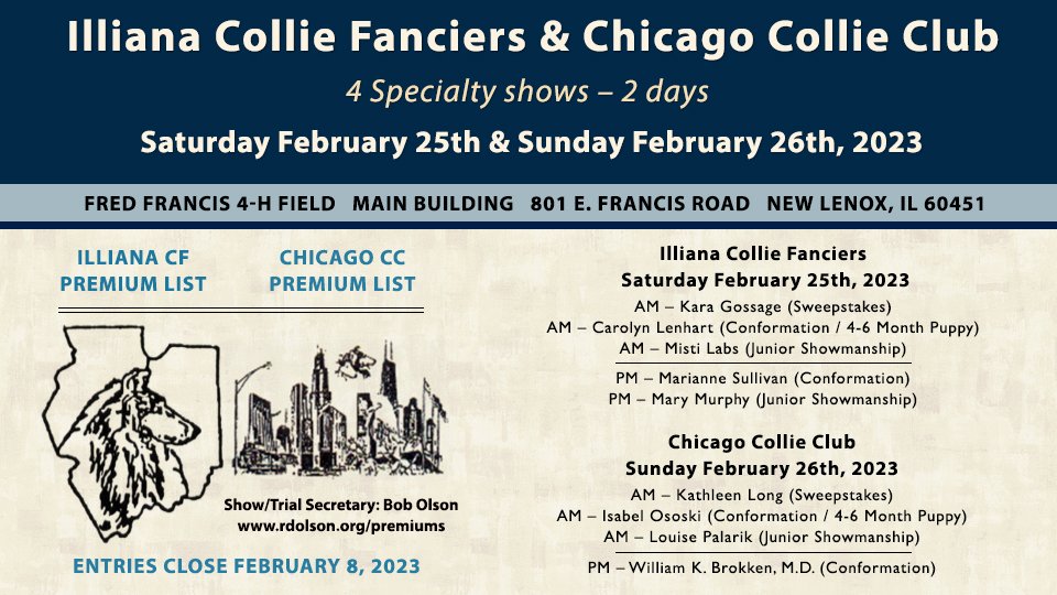 Illiana Collie Fanciers / Chicago Collie Club -- 2023 Specialty Shows