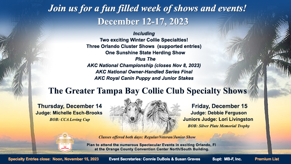 Greater Tampa Bay Collie Club -- 2023 Specialty Shows