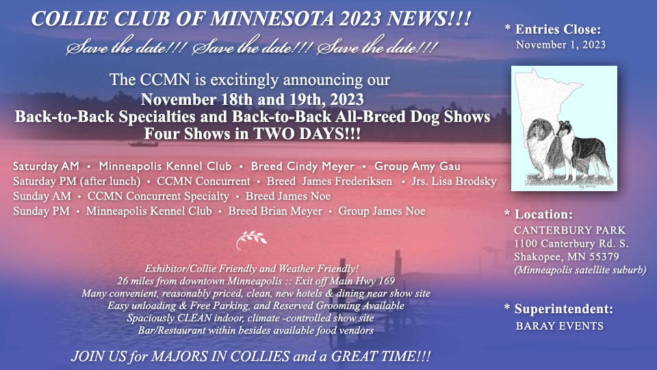 Collie Club of Minnesota -- 2023 Specialty Shows