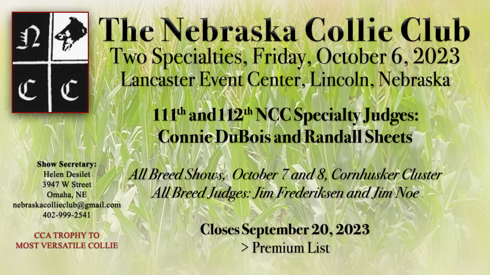 Nebraska Collie Club -- 2023 Specialty Shows