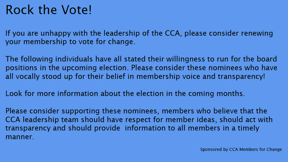 CCA Members For Change -- Rock The Vote!
