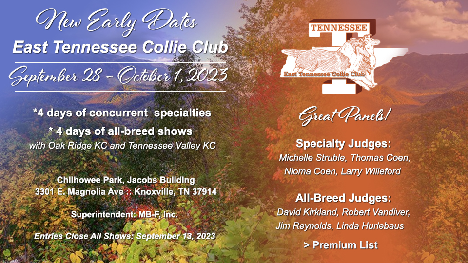 East Tennessee Collie Club -- 2023 Specialty Shows