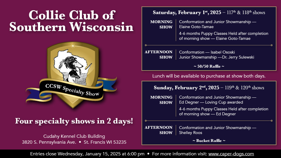 Collie Club Of Southern Wisconsin -- 2025 Specialty Shows