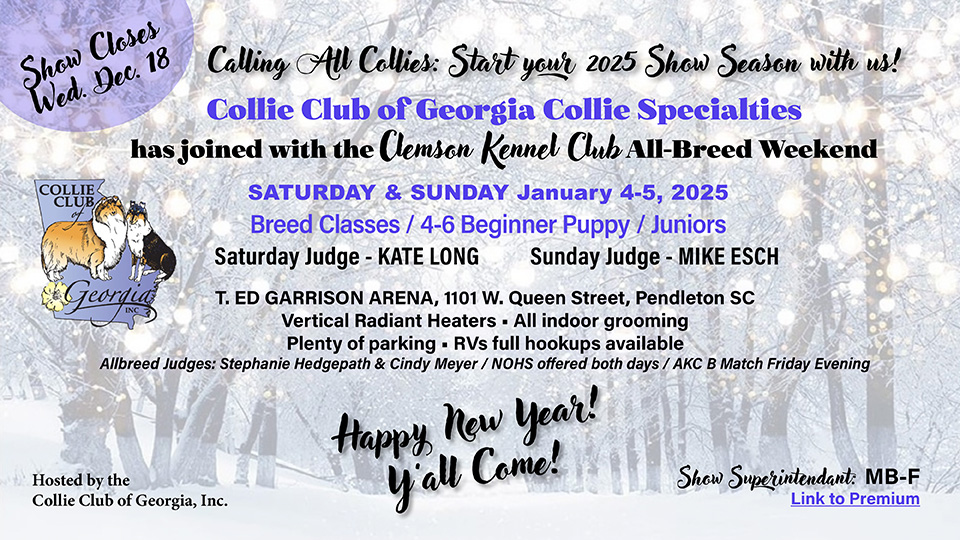 Collie Club of Georgia -- 2025 Specialty Shows