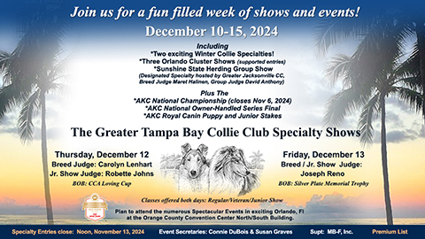 Greater Tampa Bay Collie Club -- 2024 Specialty Shows