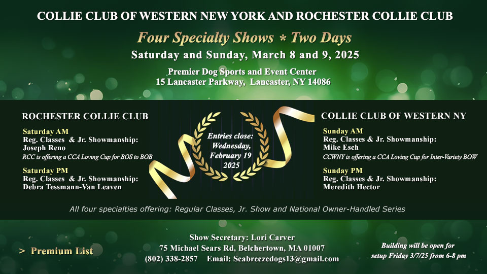 Collie Club of Western New York / Rochester Collie Club – 2025 Specialty Shows