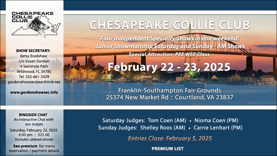 Chesapeake Collie Club – 2025 Specialty Shows