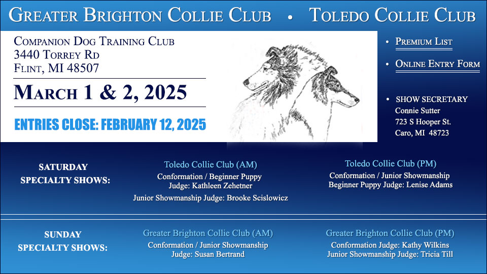 Greater Brighton Collie Club / Toledo Collie Club -- 2025 Specialty Shows