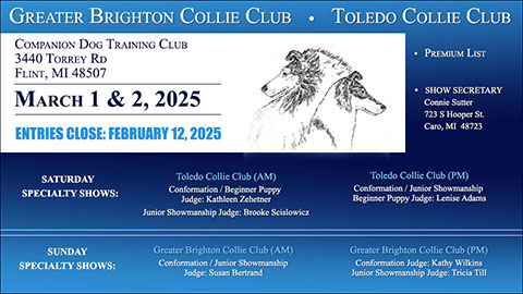 Greater Brighton Collie Club / Toledo Collie Club -- 2025 Specialty Shows