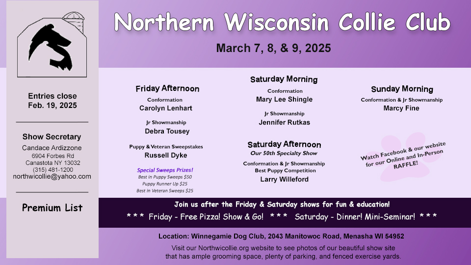 Northern Wisconsin Collie Club -- 2025 Specialty Shows