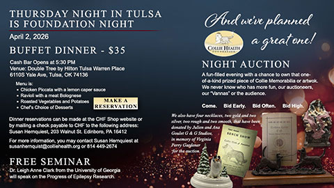 Collie Health Foundation -- 2025 Speaker, Buffet Dinner and Live Auction