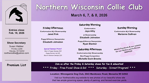 Northern Wisconsin Collie Club -- 2026 Specialty Shows