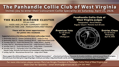 Panhandle Collie Club of West Virginia -- 2026 Specialy Show and Black Diamond Cluster